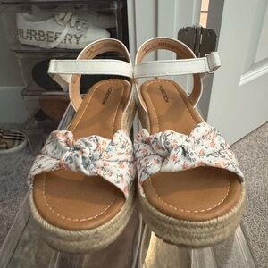 Floral Espadrille Sandals with Ankle Strap